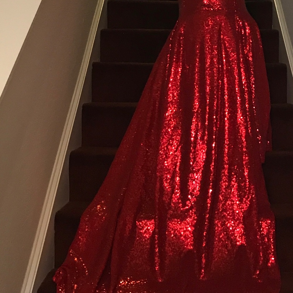 Prom Dress - Red sequin HANDMADE - Picture 4 of 7